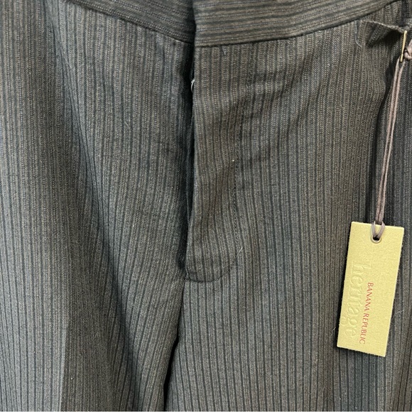 Banana Republic Heritage Wool Blend Button Fly Pinstripe Trousers Black 34/32 - Picture 10 of 15